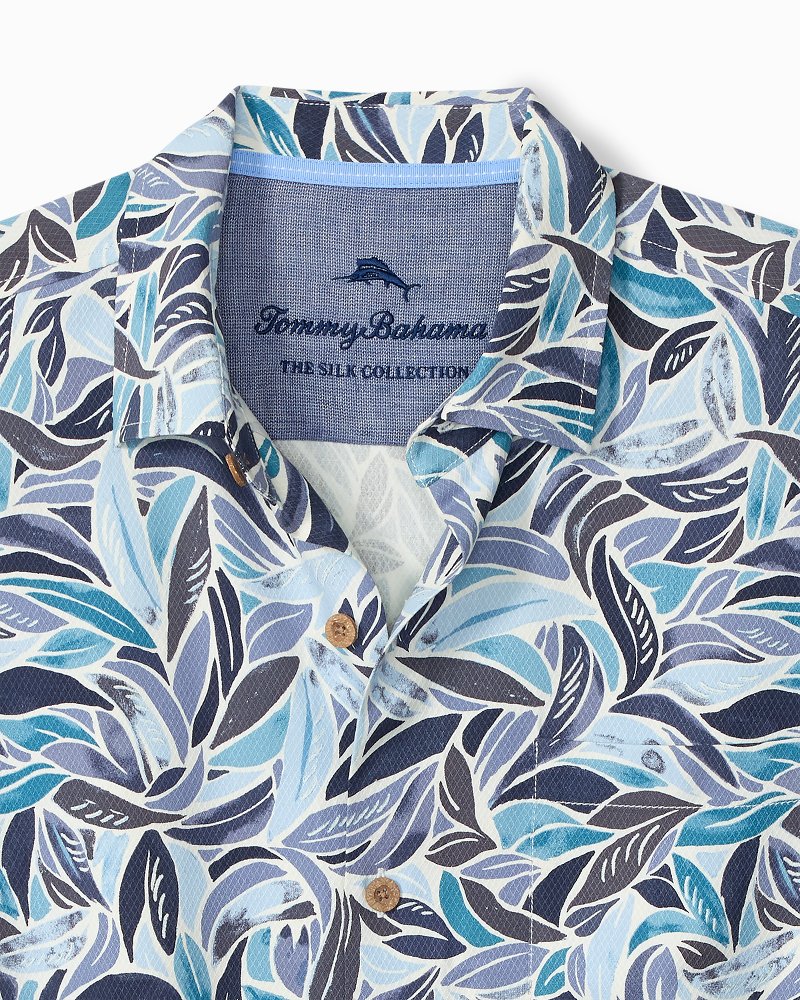 Blue Lagoon Leaves Silk Camp Shirt
