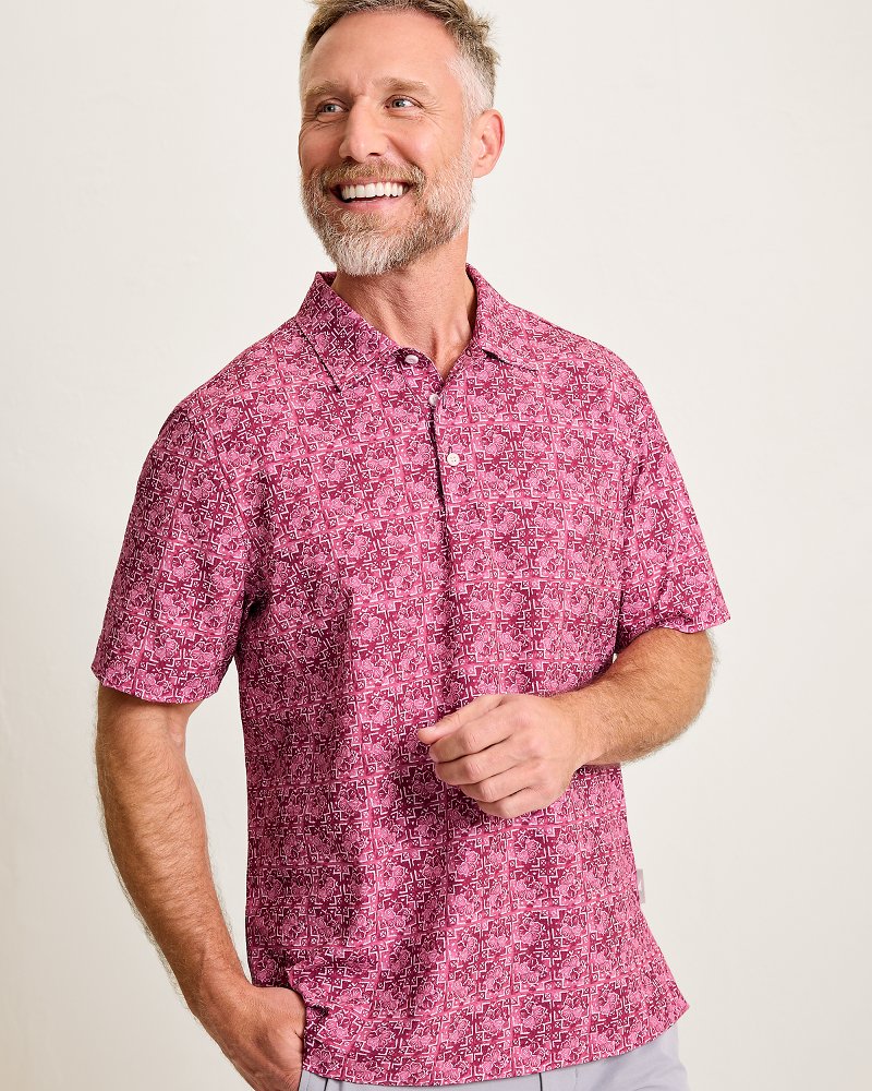 Bahama Coast Flora Tiles IslandZone Polo