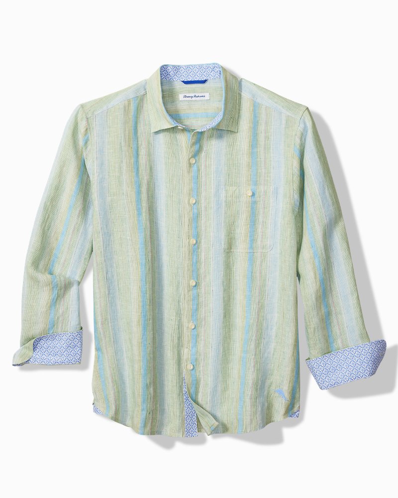 Delgada Stripe Linen Long-Sleeve Shirt