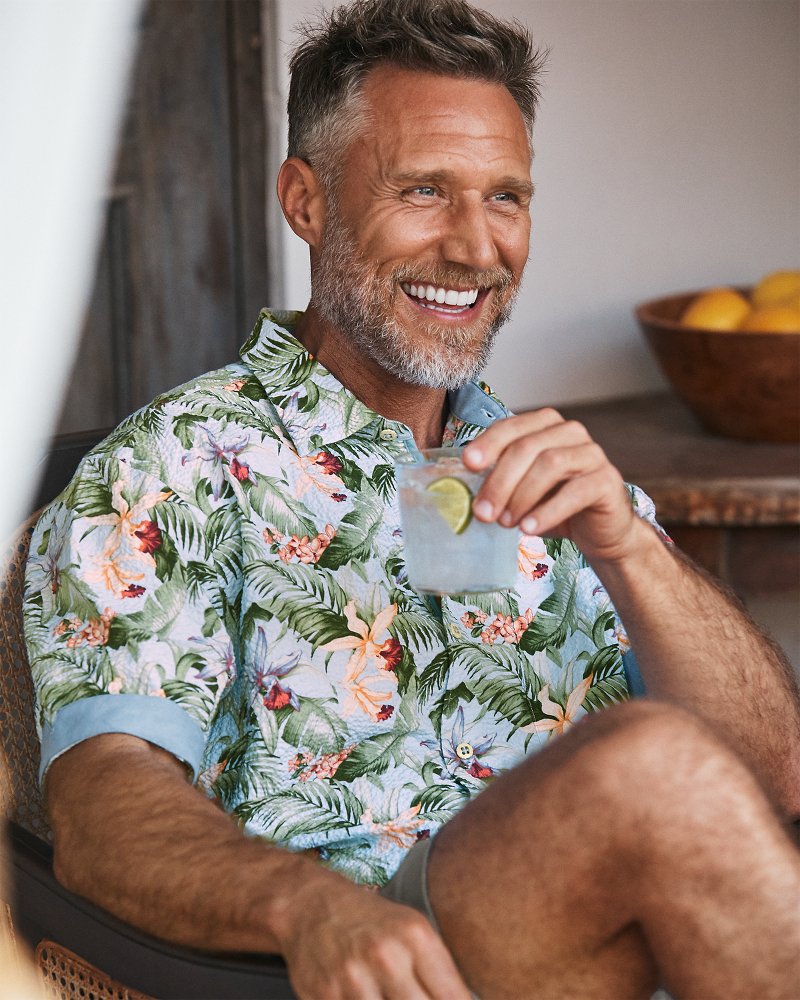 Nova Wave Blue Sky Vines Cotton-Blend Shirt