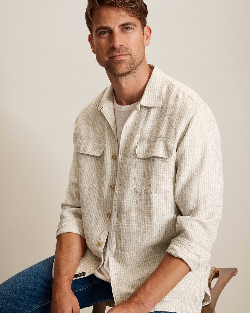 Baird McNutt Plaid Linen Long-Sleeve Shirt thumbnail 5