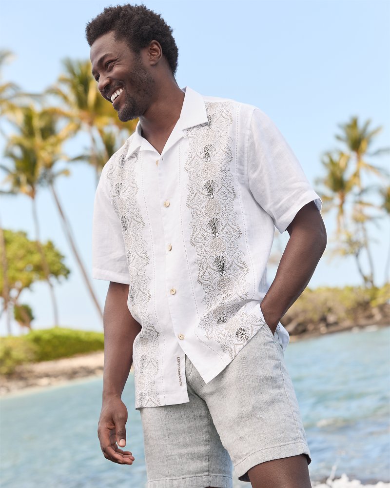 Noble Pineapples Vines Linen Camp Shirt