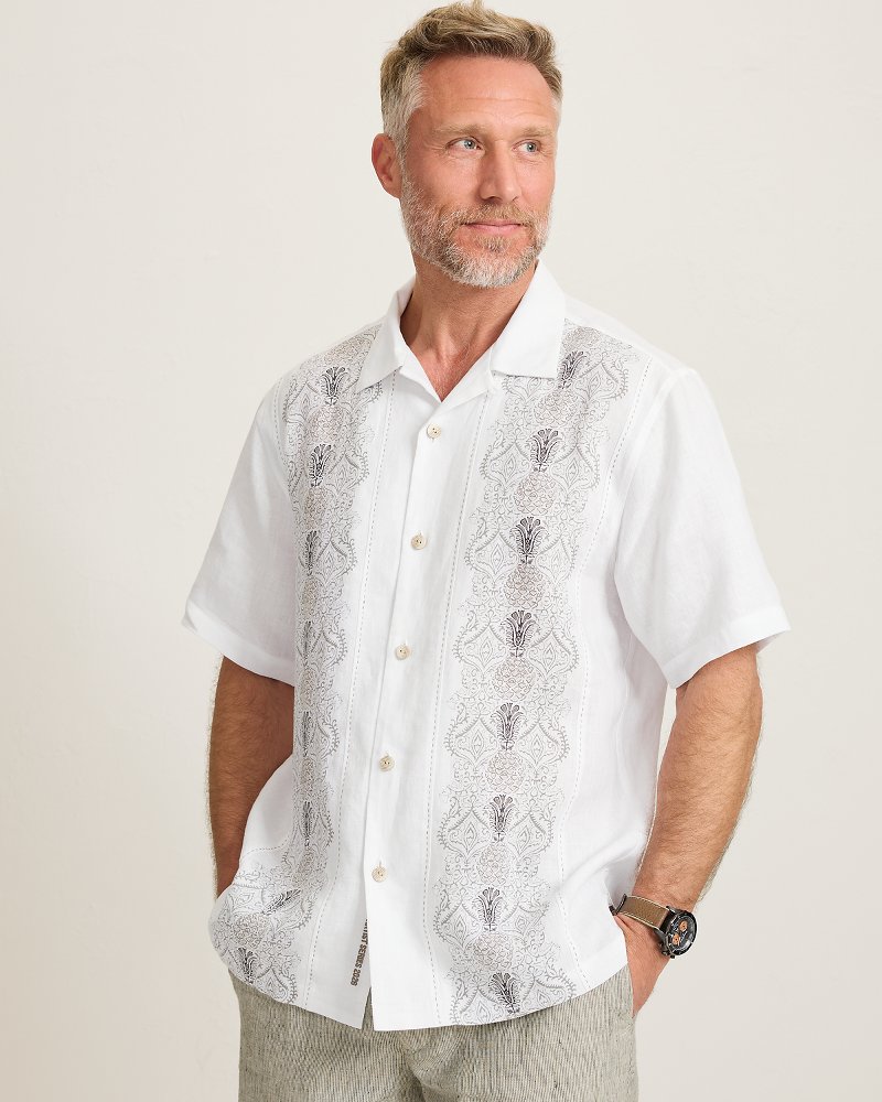 Noble Pineapples Vines Linen Camp Shirt