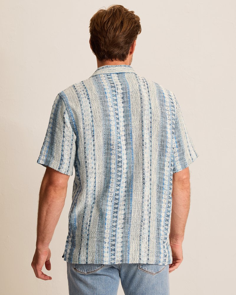 Milano Isles Stripe Cotton-Linen Camp Shirt