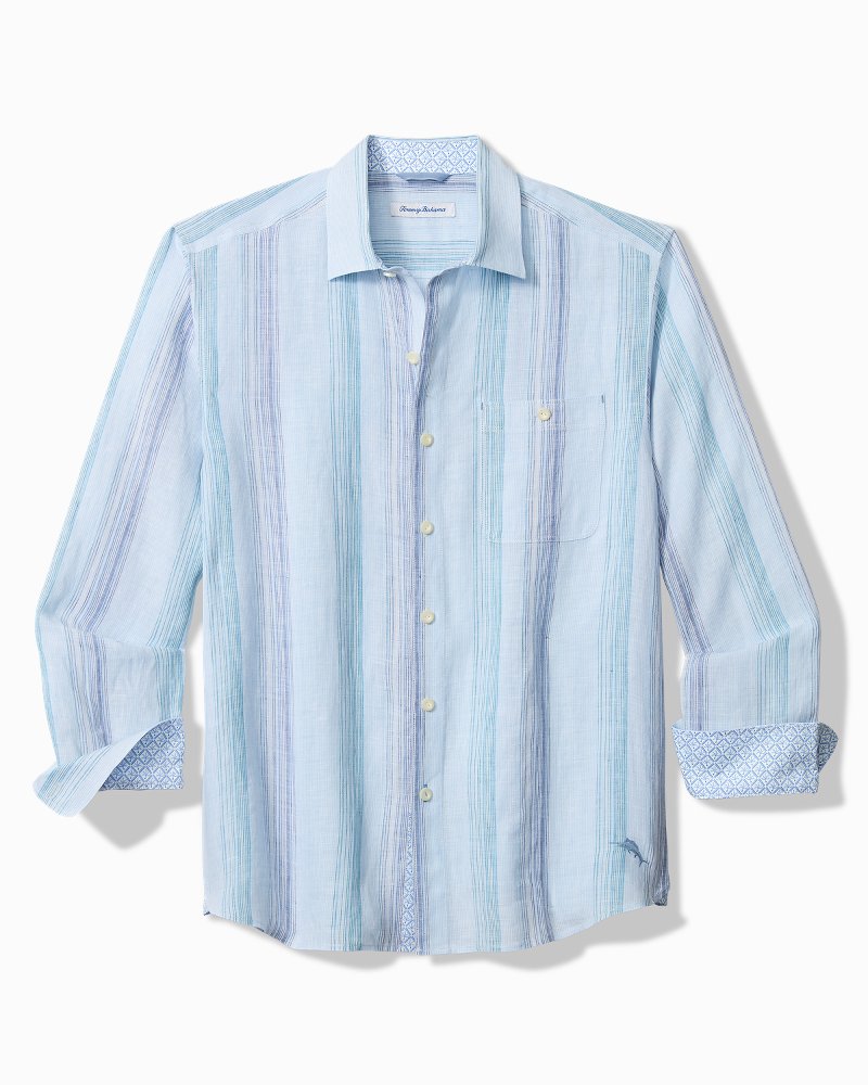 San Lucas Stripe Linen Long-Sleeve Shirt
