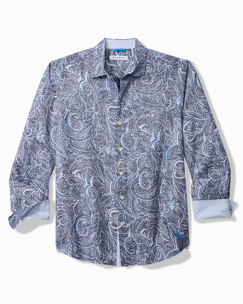 Painterly Paisley Linen Long-Sleeve Shirt