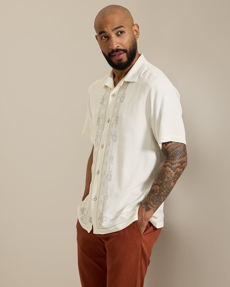 tommy bahama dress shirt Mens Coconut Point Playa Flora Moisture Wicking Short Sleeve Button Down up to sundown Hangin' With the Guys Silk