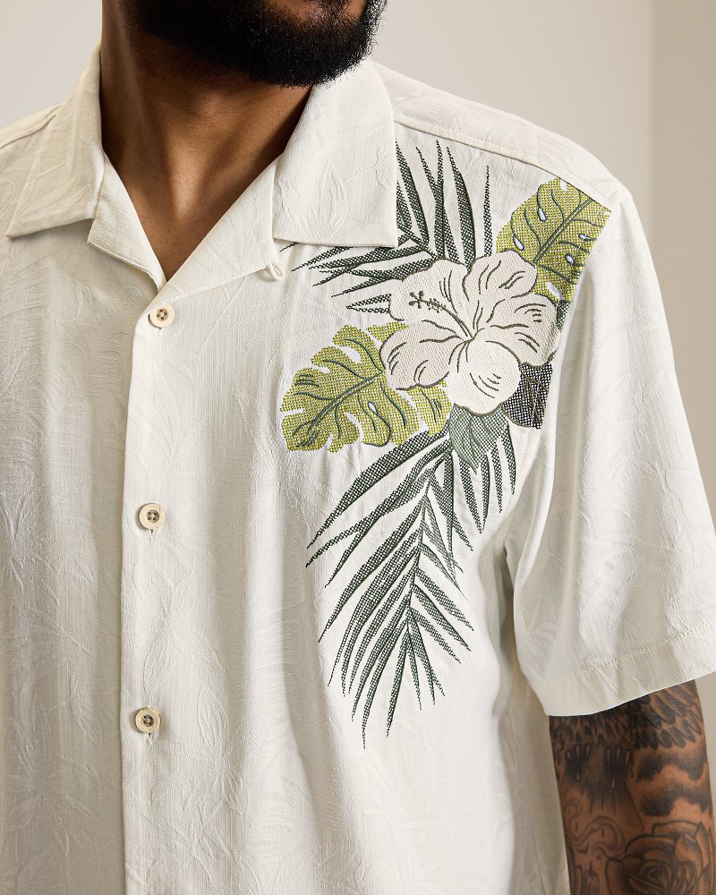 Hibiscus Lane Silk Camp Shirt