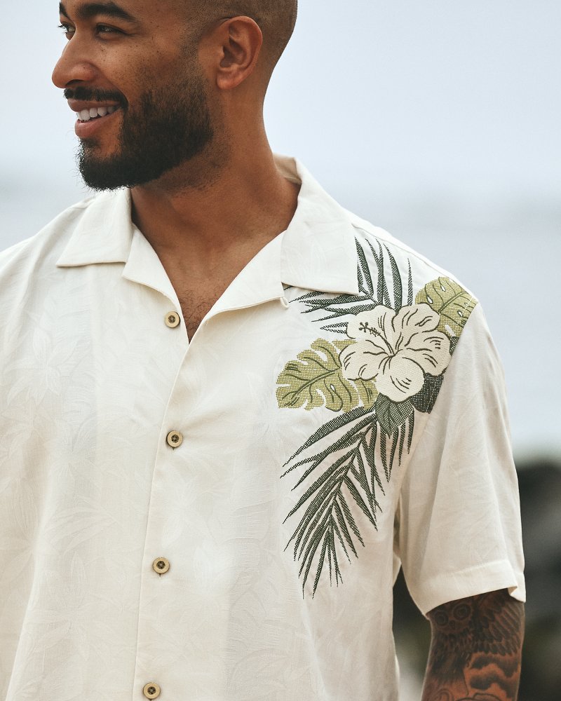 Hibiscus Lane Silk Camp Shirt