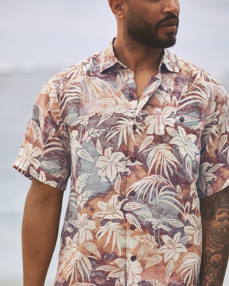 Sand Linen Sunset Ombré Short-Sleeve Shirt
