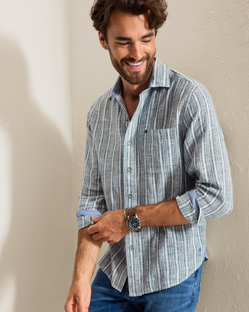 Carlsbad Stripe Linen-Blend Long-Sleeve Shirt