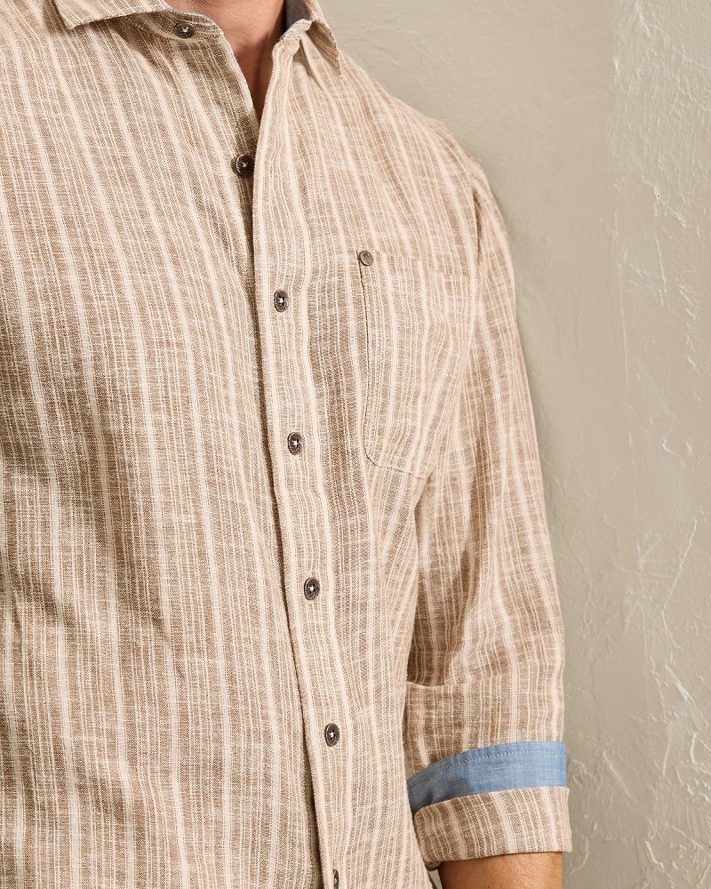 Carlsbad Stripe Linen-Blend Long-Sleeve Shirt