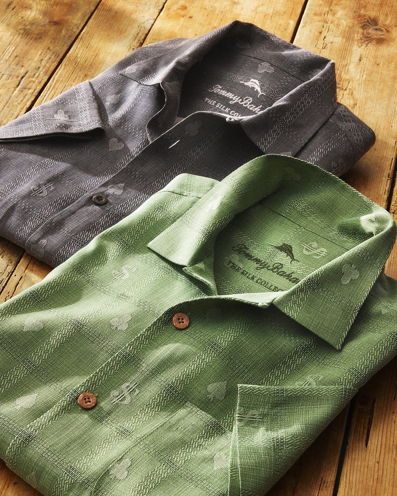Money Jacquard Silk Camp Shirt