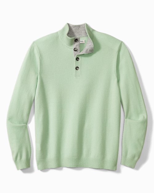 Soft Sands Cashmere Button Mock Sweater