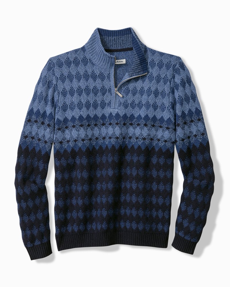 Ombré Argyle Half-Zip Sweater