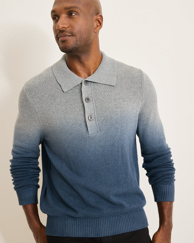 Ombré Dip-Dye Sweater Polo