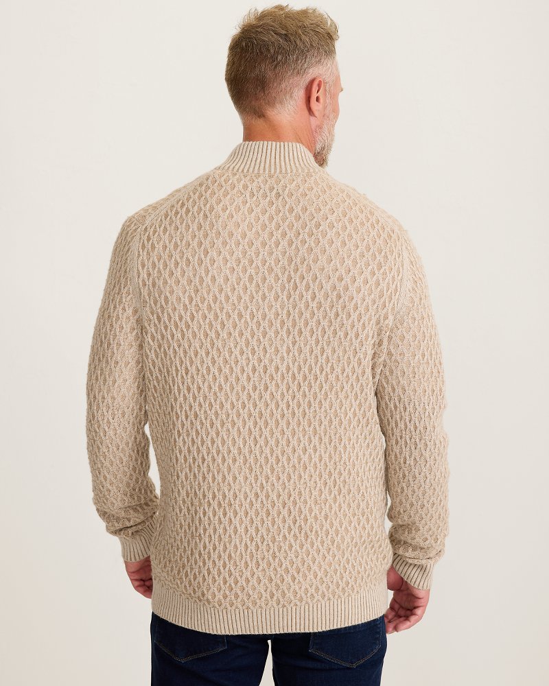 Cross Cable Button-Neck Sweater