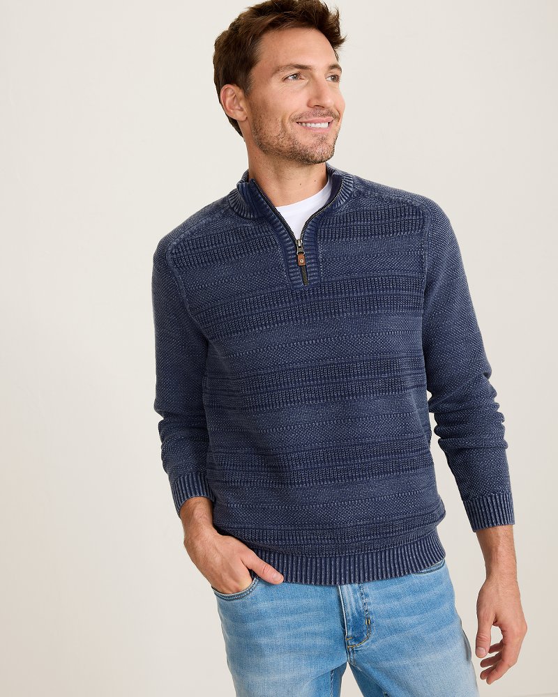 Saltwater Tides Textured Half-Zip Sweater