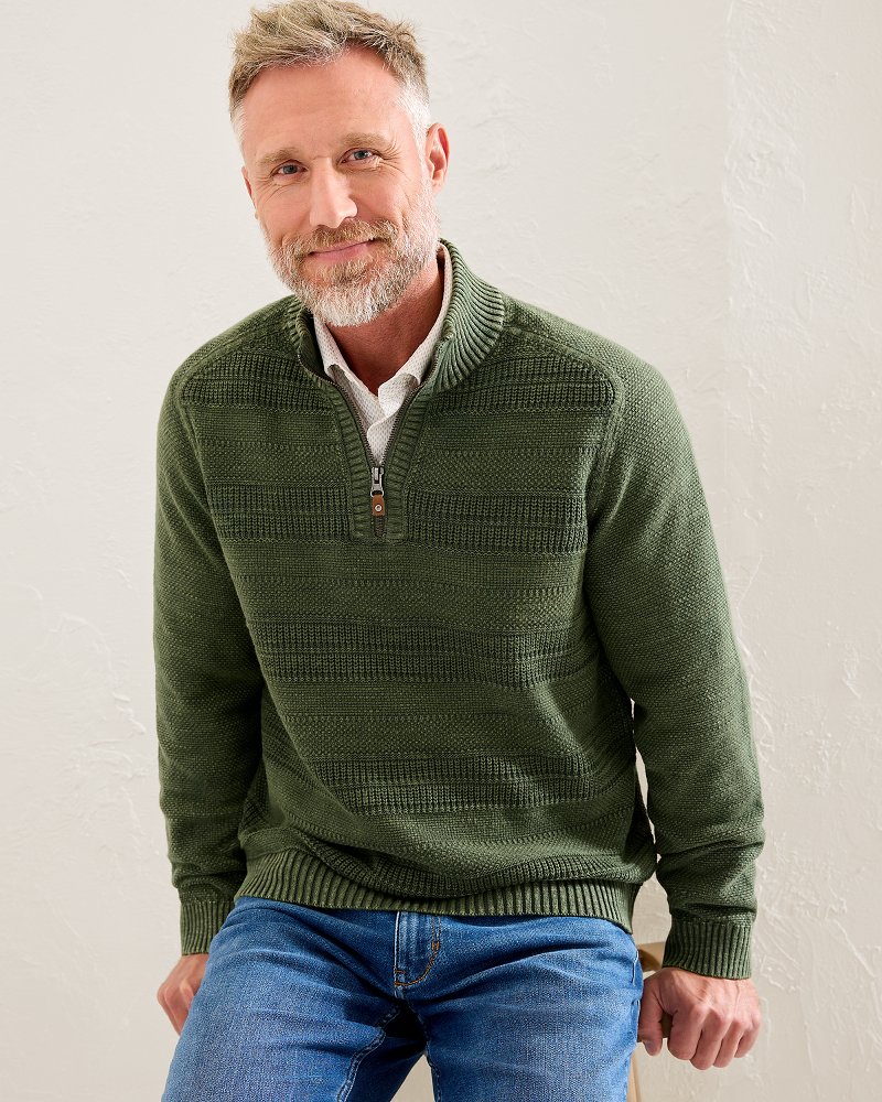 Saltwater Tides Textured Half-Zip Sweater
