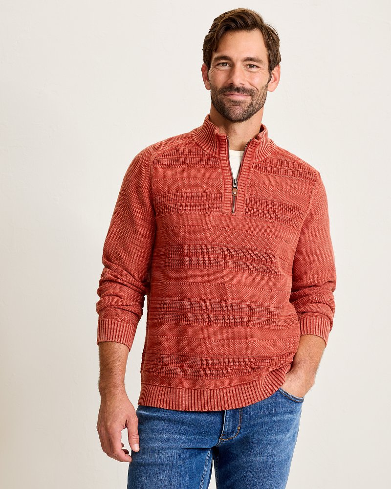 Saltwater Tides Textured Half-Zip Sweater