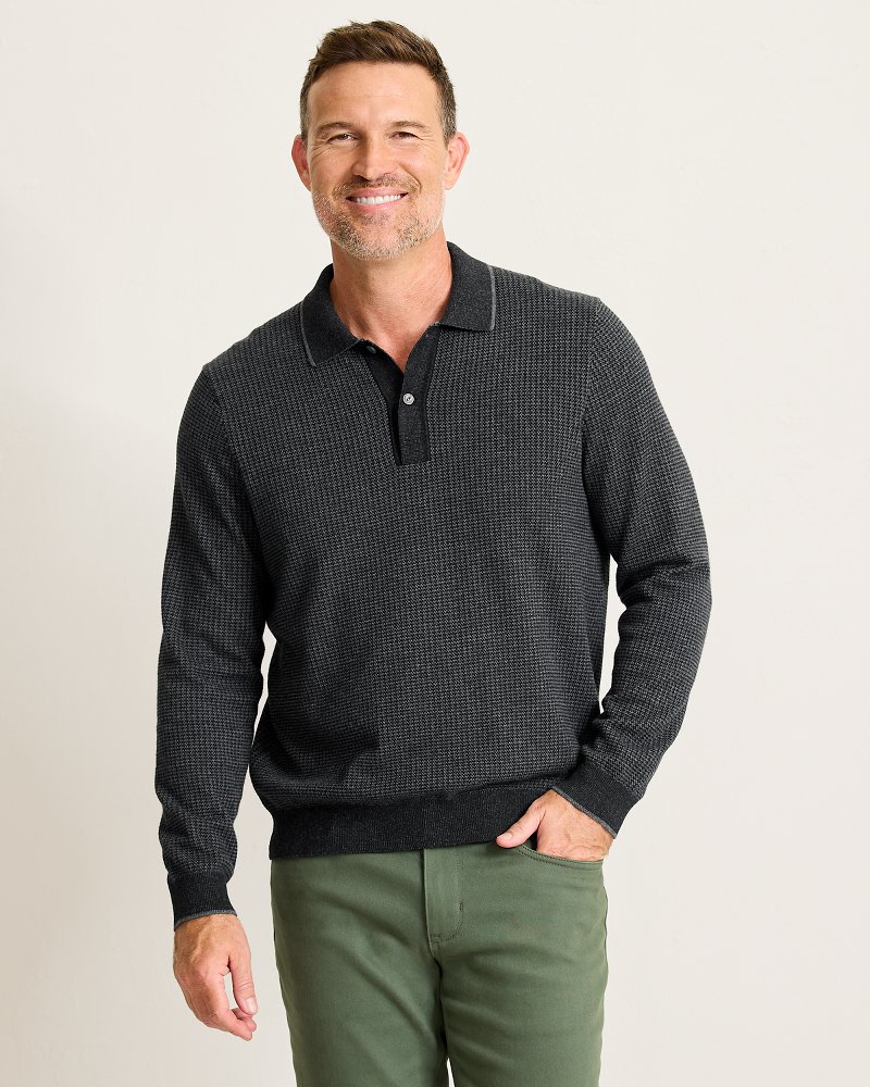 Coolside Textured Long-Sleeve IslandZone Polo