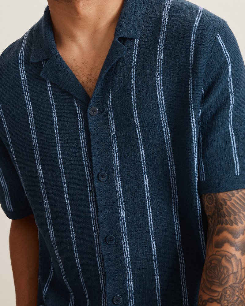 San Clemente Stripe Cotton-Blend Camp Shirt