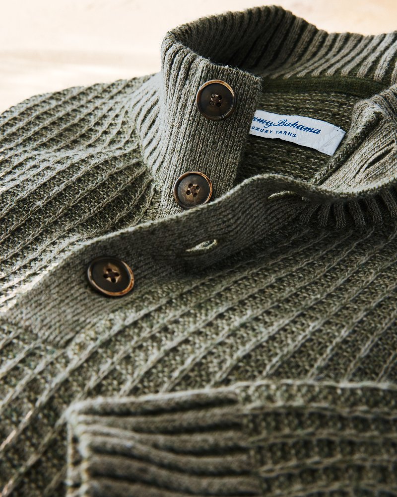 Autumn Pier Button Mock-Neck Sweater