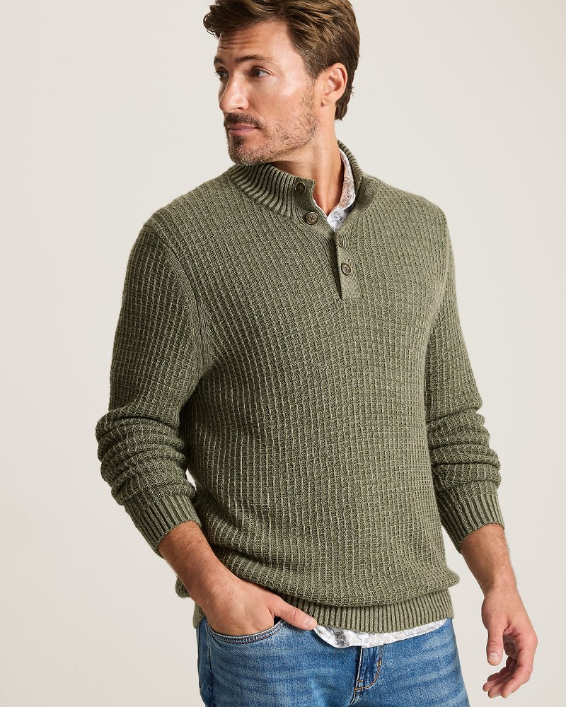 Autumn Pier Button Mock-Neck Sweater