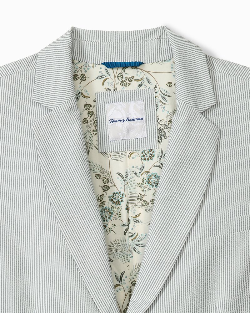 Nova Wave Stretch-Seersucker Sand Stripe Blazer