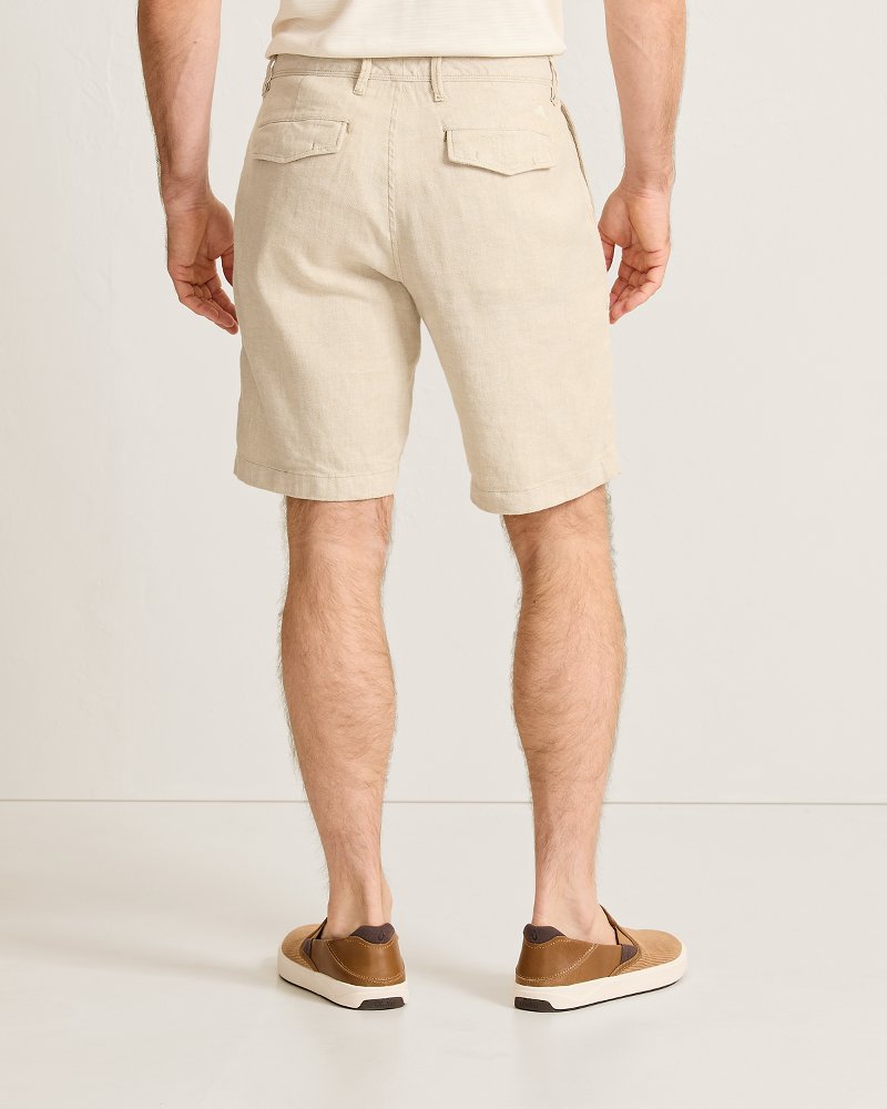 Beach Coast Linen-Blend Flat-Front 10-Inch Shorts