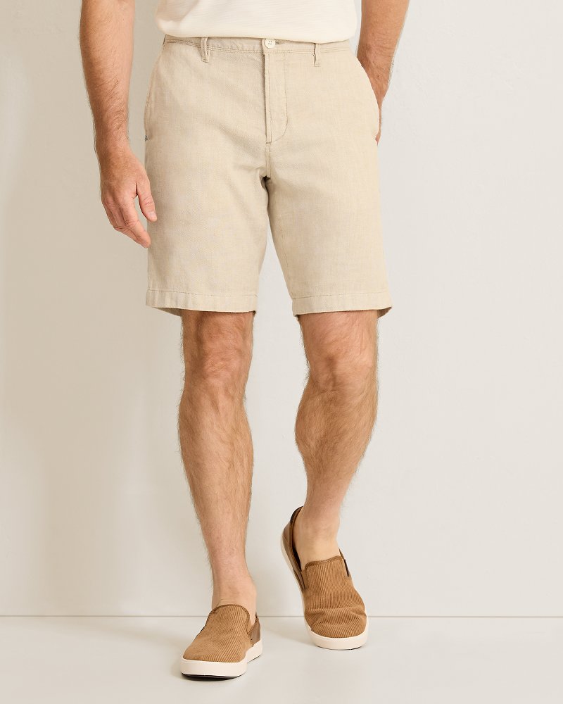 Beach Coast Linen-Blend Flat-Front 10-Inch Shorts