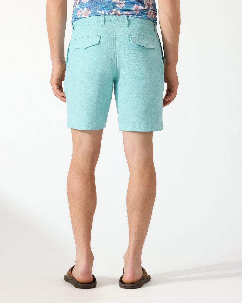 Beach Coast Linen-Blend Flat-Front 8-Inch Shorts
