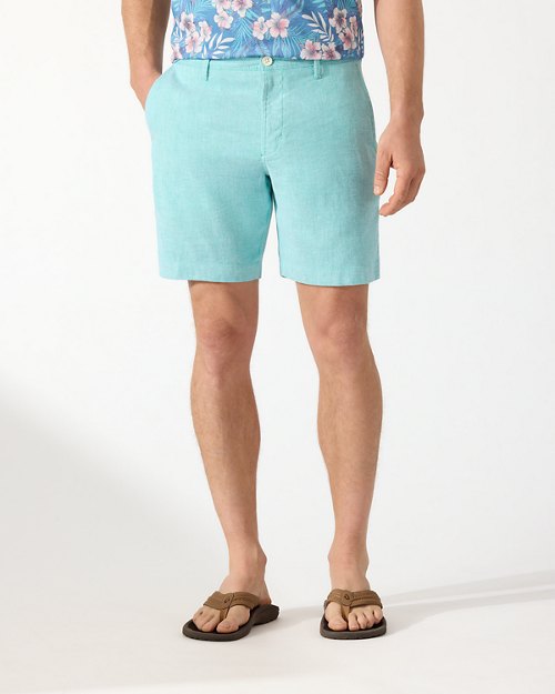 Beach Coast Linen-Blend Flat-Front 8-Inch Shorts
