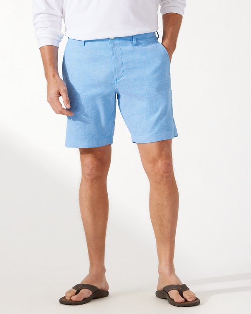 Beach Coast Linen-Blend Flat-Front 8-Inch Shorts
