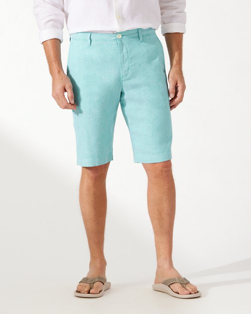 Beach Coast Linen-Blend Flat-Front 12-Inch Shorts