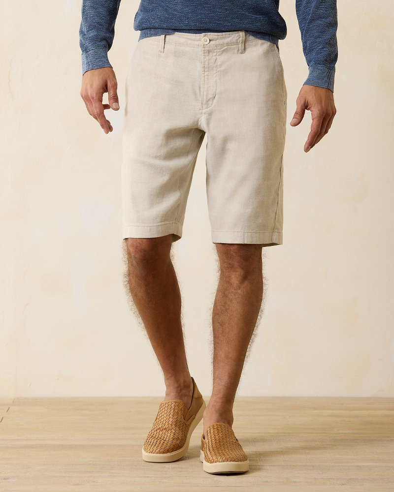 Beach Coast Linen-Blend Flat-Front 12-Inch Shorts