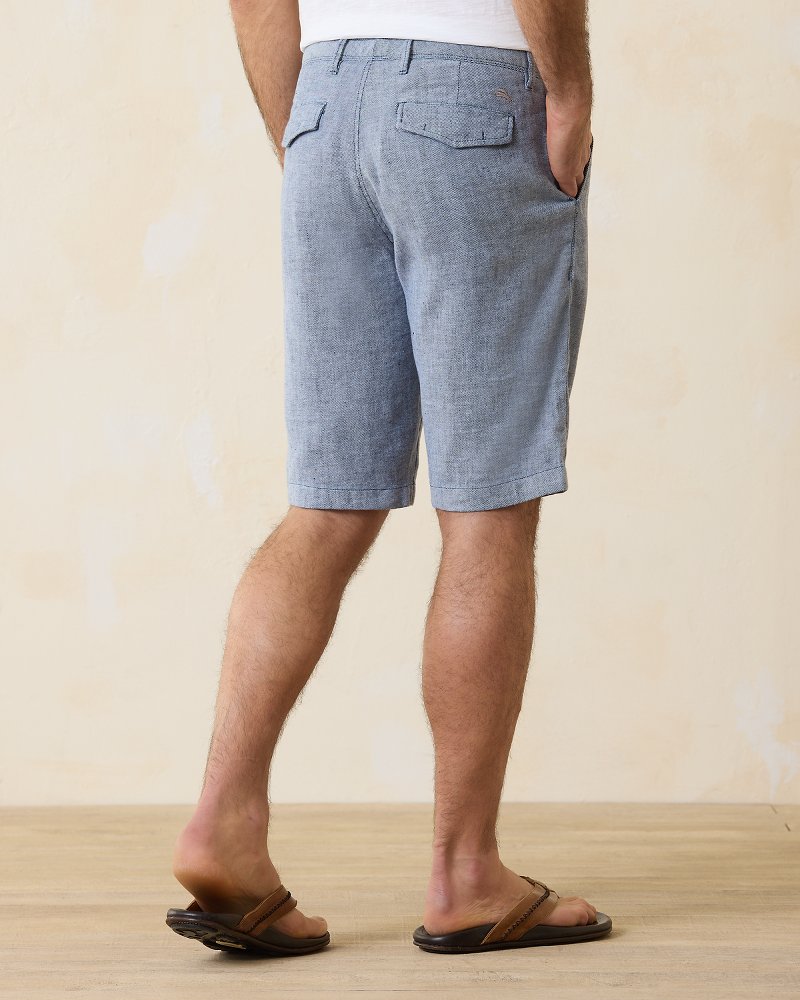 Beach Coast Linen-Blend Flat-Front 12-Inch Shorts