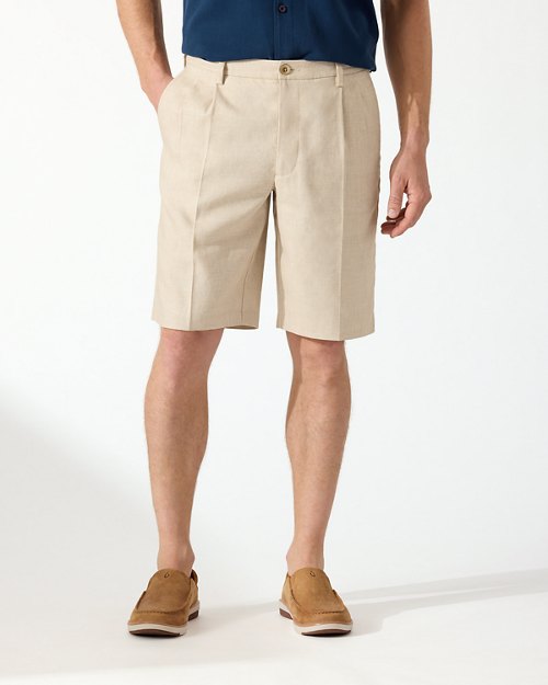 Lahaina Bay Linen-Blend Pleated 10-Inch Shorts