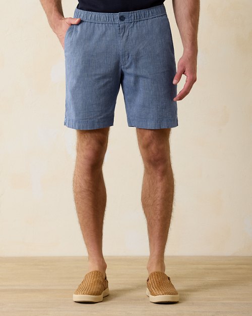Dockside Bay Linen-Blend Elastic-Waist 8-Inch Shorts