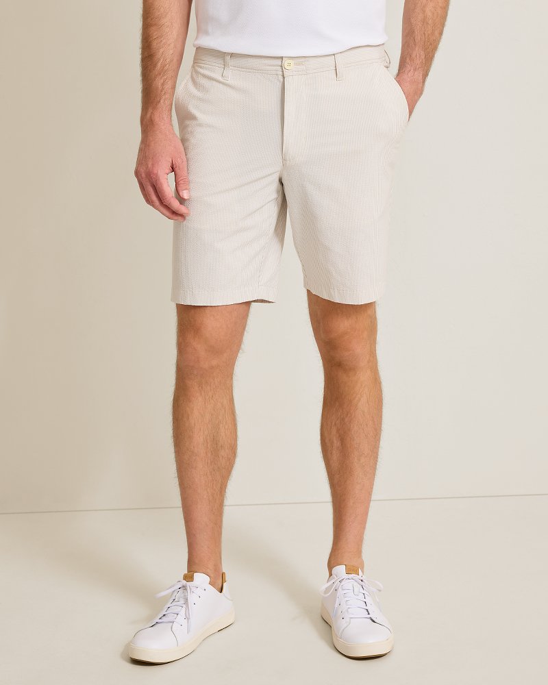 Thumbnail for Nova Wave Stretch-Seersucker Sand Stripe 9-Inch Shorts