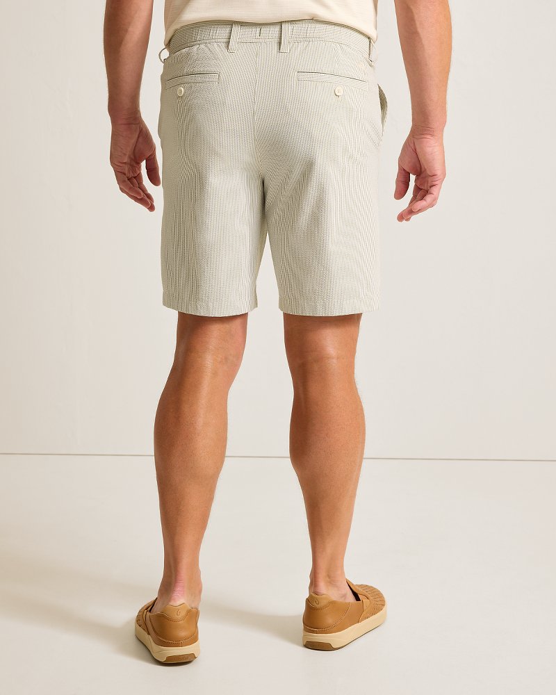 Nova Wave Stretch-Seersucker Sand Stripe 9-Inch Shorts