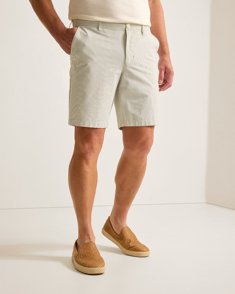 Nova Wave Stretch-Seersucker Sand Stripe 9-Inch Shorts