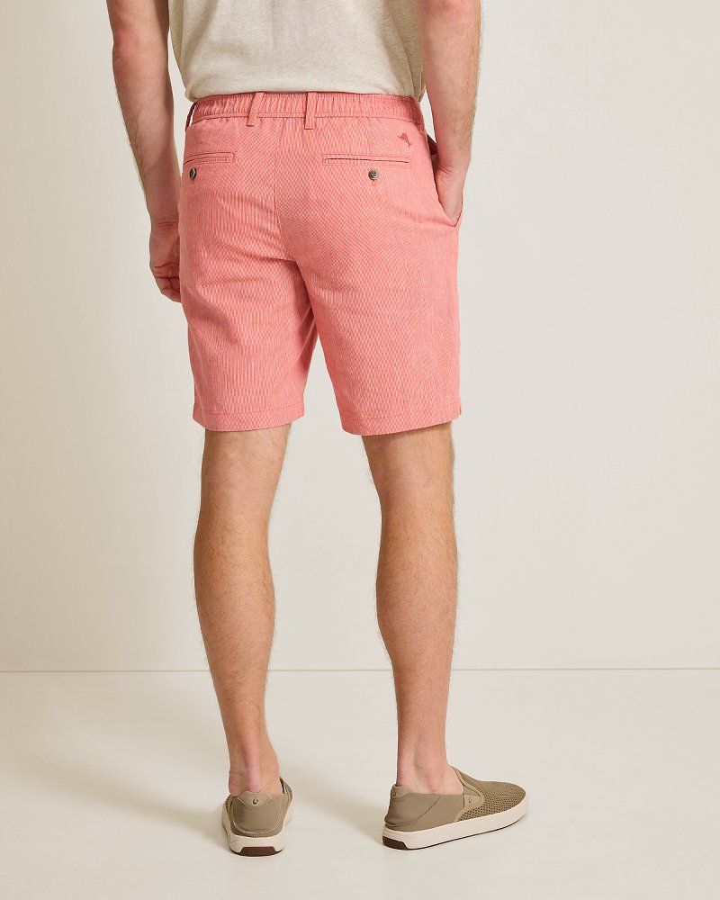 Isla Sands Stripe Stretch-Linen 9-Inch Shorts