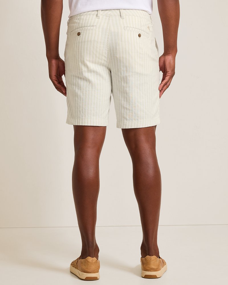 Sand Stripes Stretch-Linen 9-Inch Shorts