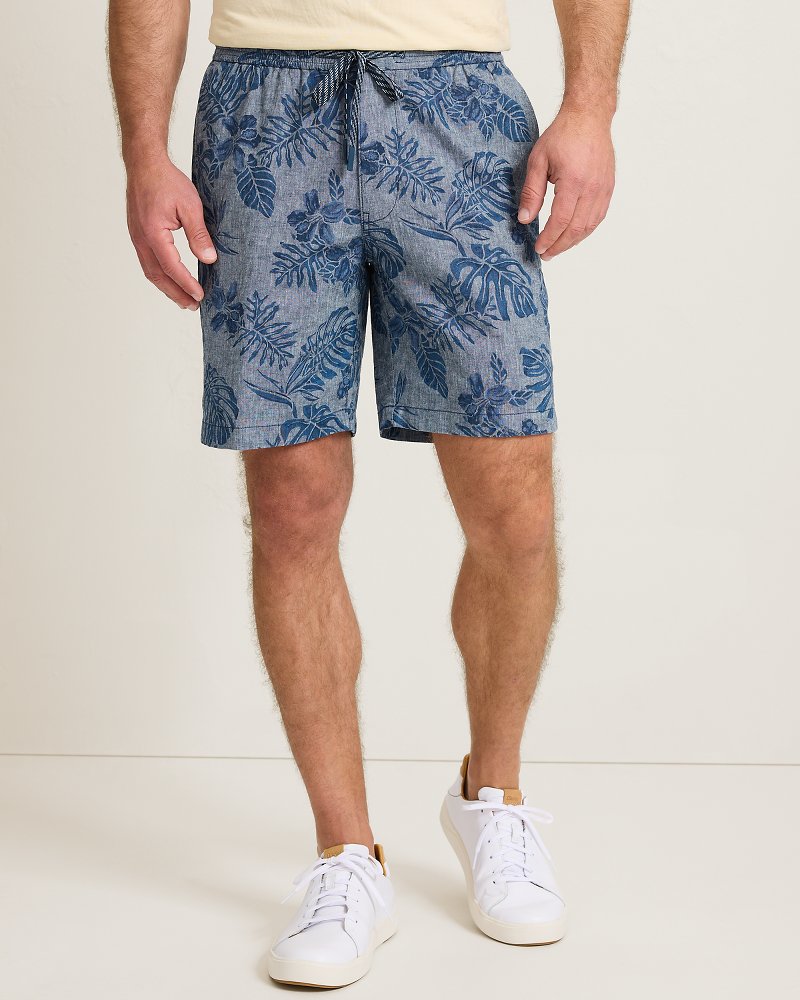 Midnight Harbor Stretch-Linen E-Waist 8-Inch Shorts