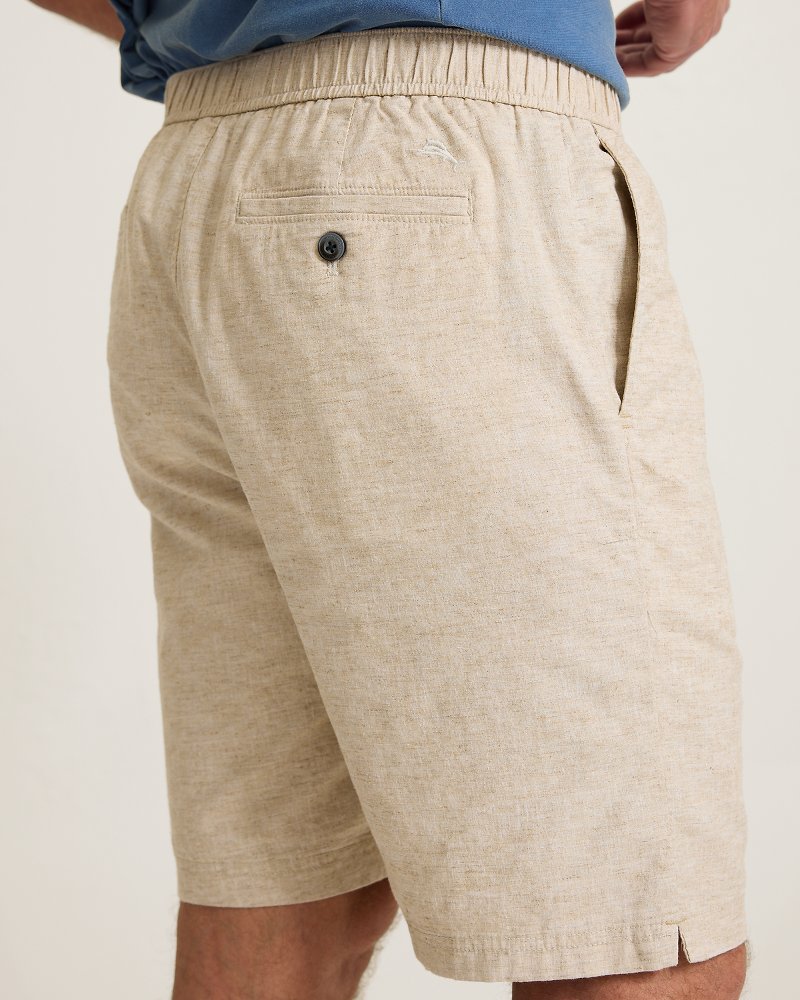 Riviera Shore Stretch-Linen E-Waist 9-Inch Shorts