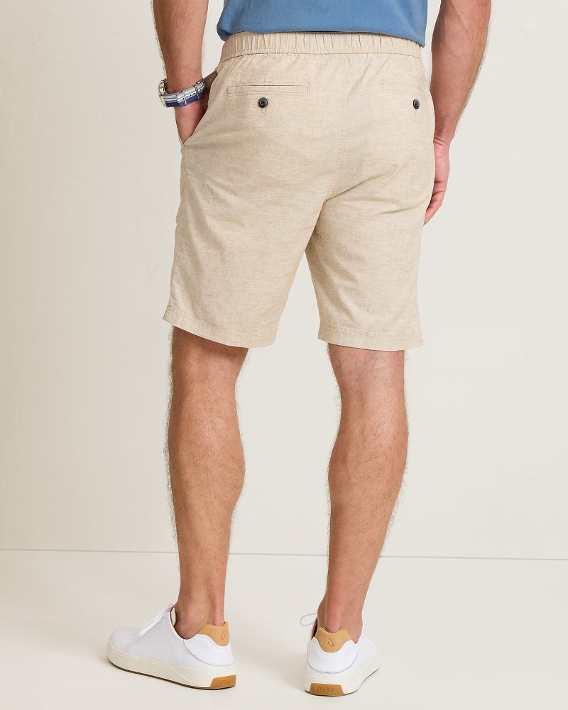 Riviera Shore Stretch-Linen E-Waist 9-Inch Shorts