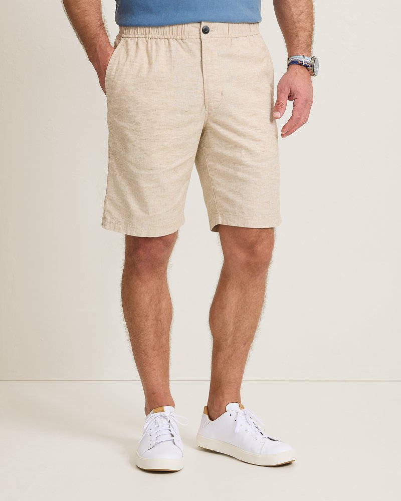 Riviera Shore Stretch-Linen E-Waist 9-Inch Shorts