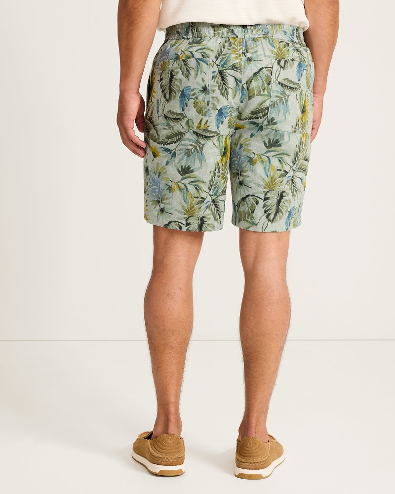 Riviera Shore Leaf Jungle Stretch-Linen E-Waist 8-Inch Shorts