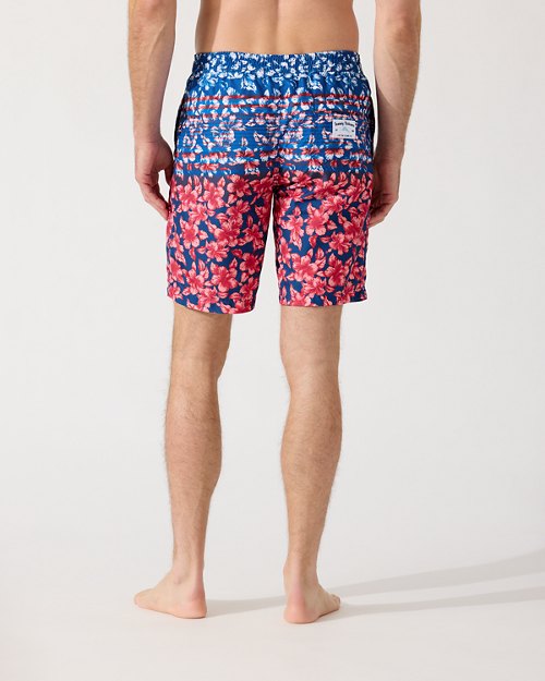 Baja Flora and Stripes 9-Inch Board Shorts